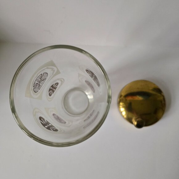 Vintage Glass Cocktail Shaker With Gold-Tone Lid & Retro Pattern Design - Picture 5 of 16